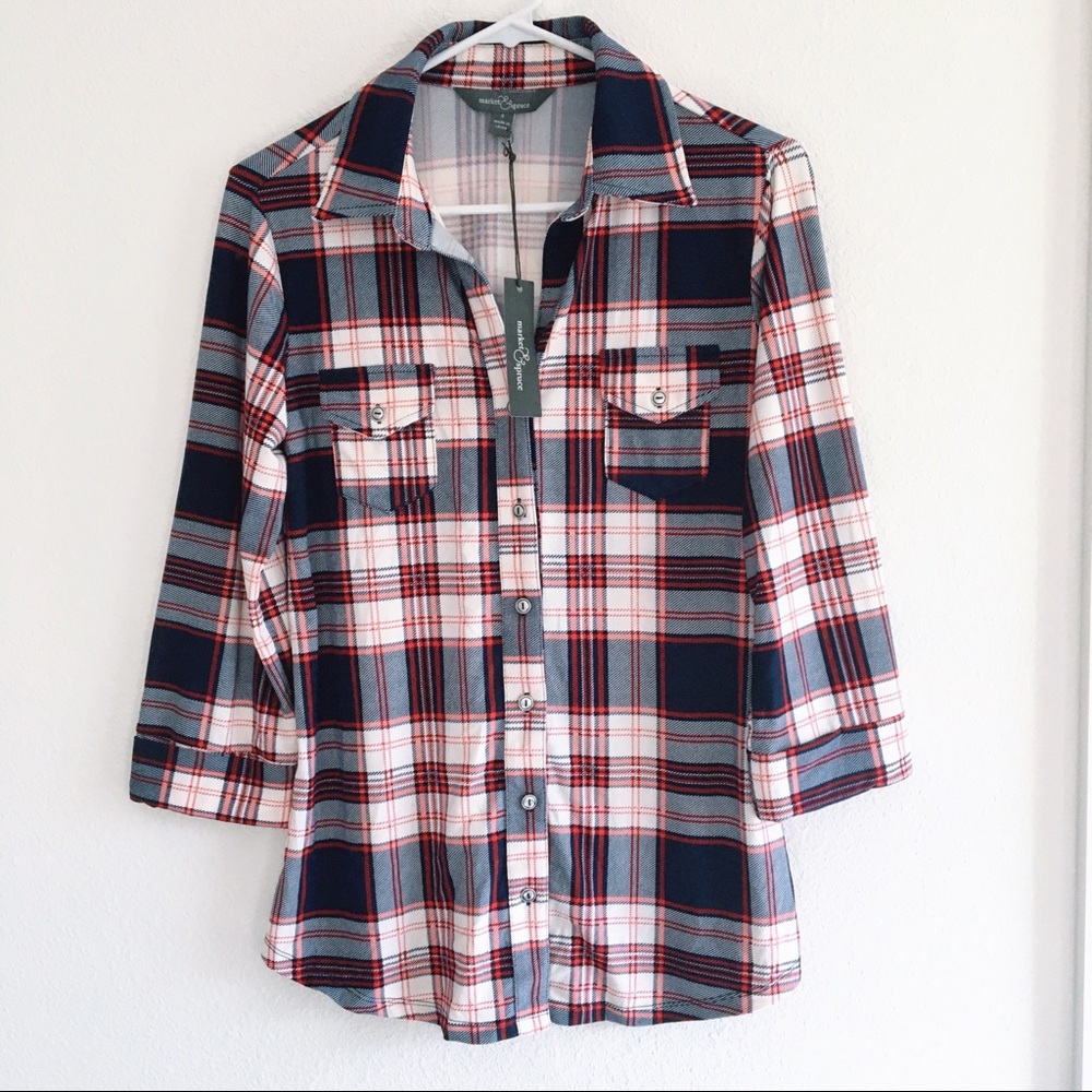 Stitch Fix Market and Spruce Plaid Button Down